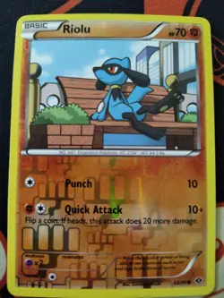 2012 Pokemon Black & White Next Destinies 63/99 Riolu Reverse Holo Rare Card - Image 1