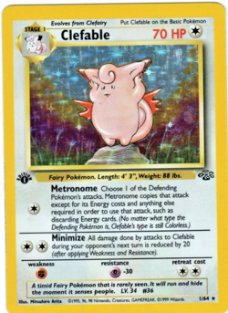 Pokemon TCG Clefable Jungle 1/64 1st Edition Holo Rare 70 HP 1999 Wizards - Image 1