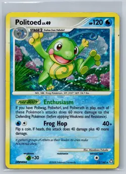 Politoed 12/146 Holo Rare Legends Awakened Pokemon Damaged - Image 1