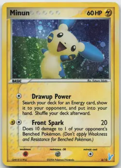 Minun 6/12 EX Trainer Kit 2 Minun Pokemon Holo Heavily Played - Image 1