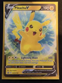 Pokemon TCG Pikachu V Pokemon Oversized Promos SWSH198 Holo Promo NM - Image 1