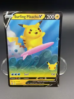 Pokemon TCG Surfing Pikachu V 008/025 Celebrations NM - Image 1