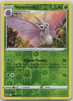 Venomoth 002/195 SWSH12: Silver Tempest Reverse Holo Uncommon Pokemon TCG HP - Image 1