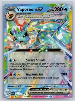 Vaporeon ex 023/131 Holo Double Rare Prismatic Evolutions Pokemon Holo Near Mint - Image 1