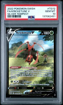 2022 POKEMON SWORD & SHIELD SILVER TEMPEST #TG12 FULL ART/KRICKETUNE V PSA 10 - Image 1