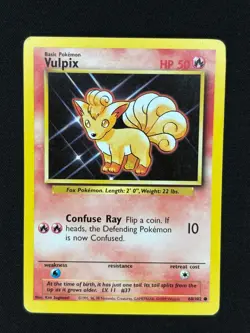 Vulpix 68/102 Common Base Set Unlimited Pokemon HP - Image 1