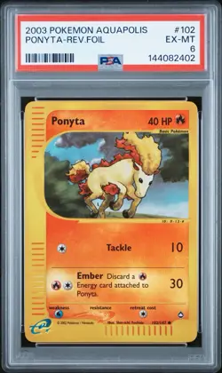 Ponyta 102/147 Reverse Holo Foil Aquapolis Vintage Pokemon E-Reader PSA 6 EX-MT - Image 1