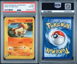 Ponyta 102/147 Reverse Holo Foil Aquapolis Vintage Pokemon E-Reader PSA 6 EX-MT - Image 3