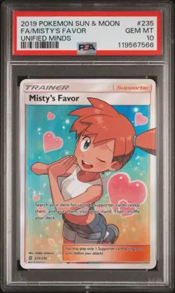 Pokemon Misty's Favor Unified Minds Full Art #235 PSA 10 Gem Mint NEW CERT - Image 1
