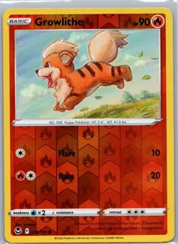Pokemon TCG Growlithe 019/195 Silver Tempest Rev Holo LP [AAAAR0] - Image 1