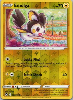 Pokemon TCG Emolga 054/195 Silver Tempest Rev Holo LP [YS70IA] - Image 1