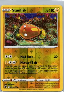 Pokemon TCG Stunfisk 055/195 Silver Tempest Rev Holo NM - Image 1
