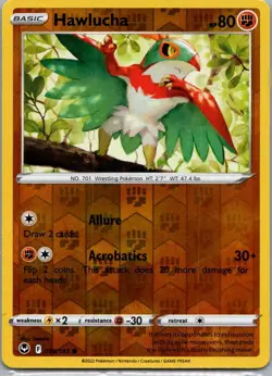 Pokemon TCG Hawlucha 098/195 Silver Tempest Rev Holo NM - Image 1