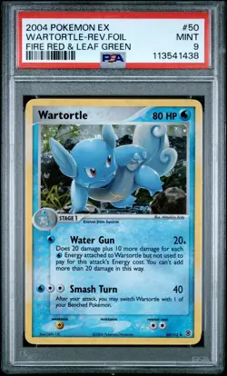 2004 POKEMON EX FIRE RED & LEAF GREEN 50 WARTORTLE REVERSE FOIL PSA 9 MINT - Image 1