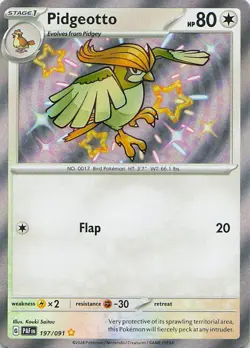 Pidgeotto 197/091 Shiny Rare Paldean Fates Pokemon Holo Near Mint - Image 1
