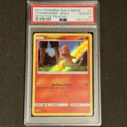 PSA 10 Charmander #4 HOLO BLEED 2019 Sun & Moon Pokemon Detective Pikachu Set UR - Image 1
