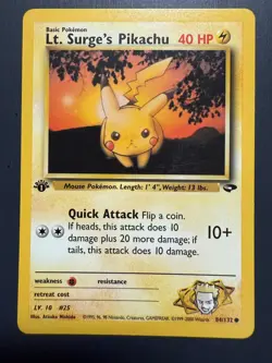 Lt. Surge's Pikachu Common Gym Challenge 084/132 LP - Image 1