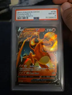 2022 Pokemon SWSH Brilliant Stars Charizard V Ultra Rare 017/172 #017 PSA 8 - Image 3