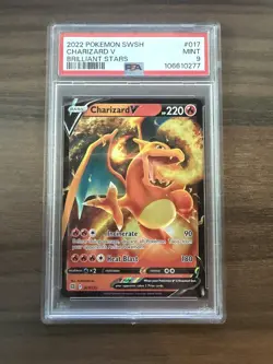 2022 Pokemon SWSH - CHARIZARD V Brilliant Stars 017/172 (PSA 9)🔥🔥🔥 - Image 1