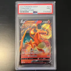 2022 Pokemon SWSH Brilliant Stars #017 Charizard V PSA 9 MINT - Image 1