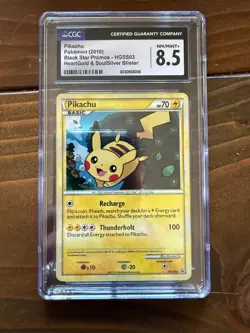 CGC 8.5 NM/MINT+ Pikachu Black Star Promo HGSS03 Holo Pokemon Card - Image 1