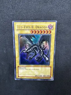 Yu-Gi-Oh! TCG Red-Eyes Black Dragon SDJ-001 Vintage Holo Rare Card 1996 - Image 1