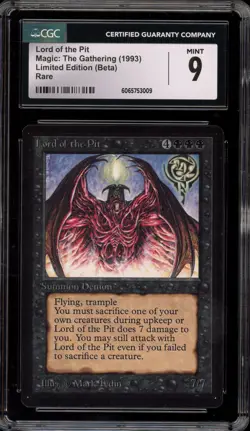 Magic MTG Lord of the Pit Beta Rare CGC 9 Mint - Image 1