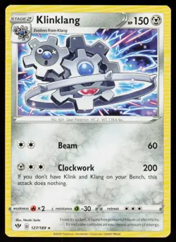 Klinklang 127/189 Rare Darkness Ablaze Pokemon Near Mint - Image 1