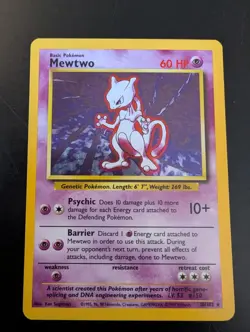 Mewtwo Base Set Holo 10/102 1999 English Vintage Pokemon TCG - Image 1
