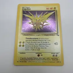 Pokemon TCG Card English Fossil Set Zapdos 15/62 1999-2000 Cosmos Holo Rare - Image 2