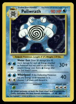Poliwrath 13/102 Holo Holo Rare Base Set Unlimited Pokemon Holo LP - Image 1