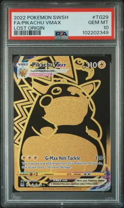 2022 POKEMON SWORD & SHIELD LOST ORIGIN #TG29 FULL ART/PIKACHU VMAX PSA 10 - Image 1