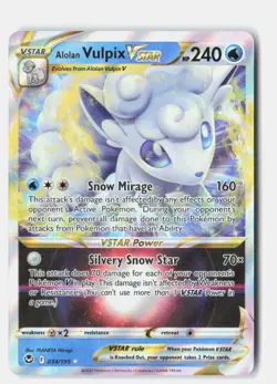 Alolan Vulpix VSTAR 034/195 Holo VSTAR Rare Silver Tempest Pokemon Near Mint - Image 1