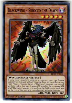 Yugioh Blackwing - Sirocco the Dawn BLCR-EN058 Ultra Rare 1st Ed NM - Image 1