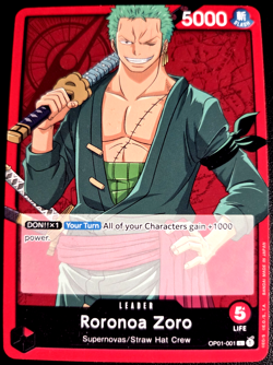 Roronoa Zoro OP01-001 ONE PIECE Tcg Card Game NM RED Leader Common - Image 1