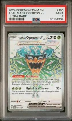 PSA 9 Teal Mask Ogerpon ex 190/167 Twilight Masquerade Ultra Rare Pokemon Card - Image 1
