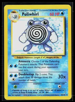 Poliwhirl 38/102 Uncommon Base Set Unlimited WOTC Vintage Pokemon LP - Image 1
