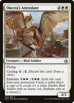 Oketra's Attendant 22 AKH MTG White Bird Soldier Embalm Cycling Uncommon Hurwitz - Image 1