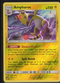 Ampharos 78/214 Reverse Holo Rare Pokemon Card TCG Lost Thunder 2018 NM - Image 1
