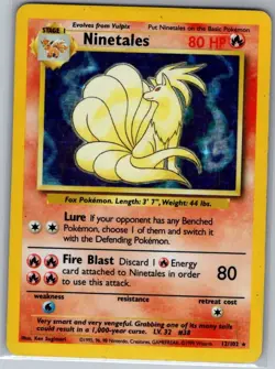 Ninetales 12/102 Holo Base Set - Pokemon Card - LP - Image 1