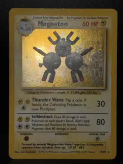 Magneton 9/102 WOTC Base Set Unlimited Holo Rare Holo Pokemon Card LP - Image 2