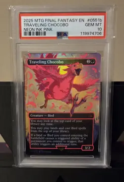 PSA 10 - Neon Ink Pink Traveling Chocobo (Borderless) - MTG Final Fantasy - Image 1