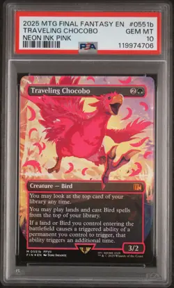 PSA 10 - Neon Ink Pink Traveling Chocobo (Borderless) - MTG Final Fantasy - Image 2