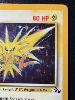 Zapdos 15/62 Fossil Pokemon Card Corrected Holo Foil Rare MP - Image 4