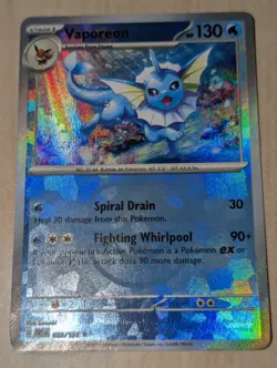 Pokemon Prismatic Evolutions Vaporeon Master Ball Holo 022/131 NM - Image 1