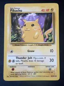 NM|Pokemon TCG Pikachu Base Set 58/102 Regular Unlimited Common - Image 1