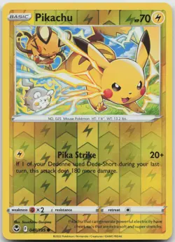 Pikachu 049/195 Common Silver Tempest Pokemon Reverse Holo Near Mint - Image 1