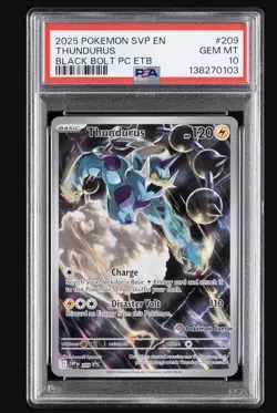 2025 POKEMON BLACK BOLT POKEMON CENTER ETB PROMO SVP #209 THUNDURUS PSA 10 - Image 1