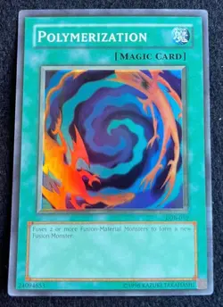 YuGiOh! FADED Polymerization Legend of Blue Eyes Unlimited Super Rare LOB-059 NM - Image 1