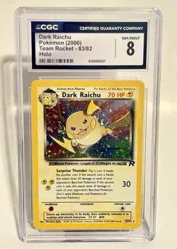 Dark Raichu Holo Pokemon TCG Card 83/82 Secret Rare, CGC 8 - Team Rocket (2000) - Image 1
